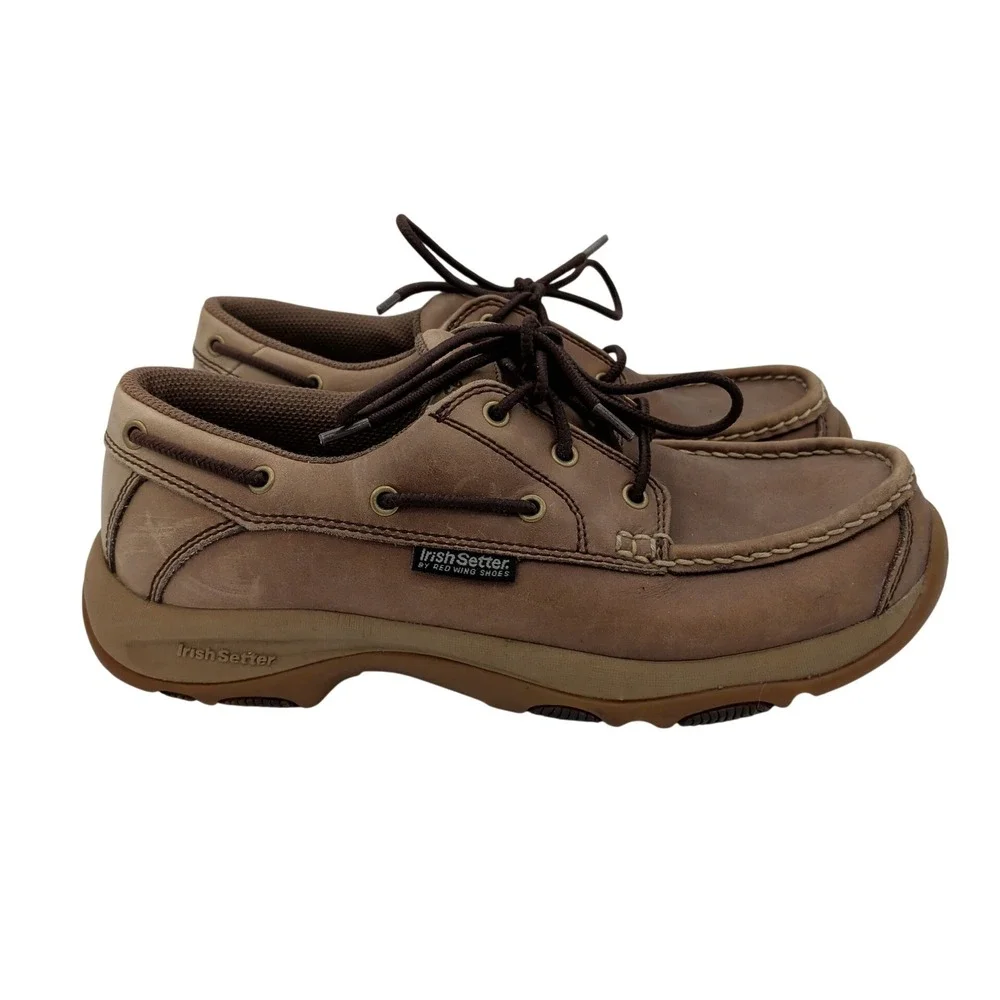 Irish Setter Red Wing 3876 Mens 9 D Brown Leather Boat Shoes Moc Toe Slip Res